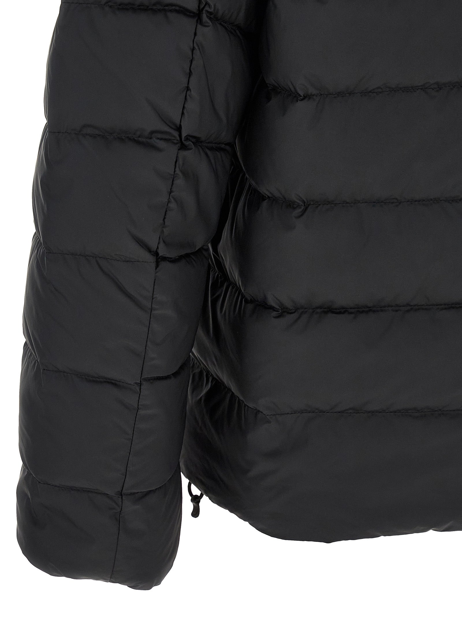 Schwarze Polyester-Jacke in voller Länge