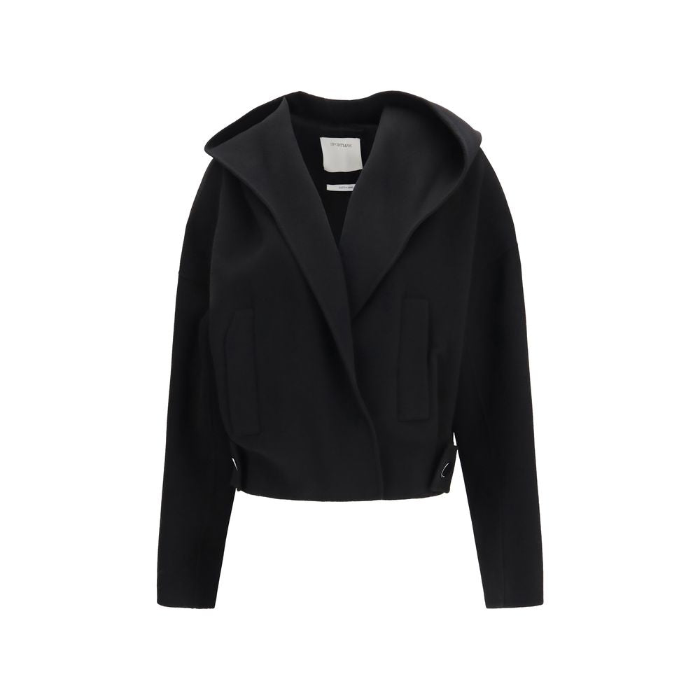 Schwarze Oves Aries Wolljacke in voller Länge