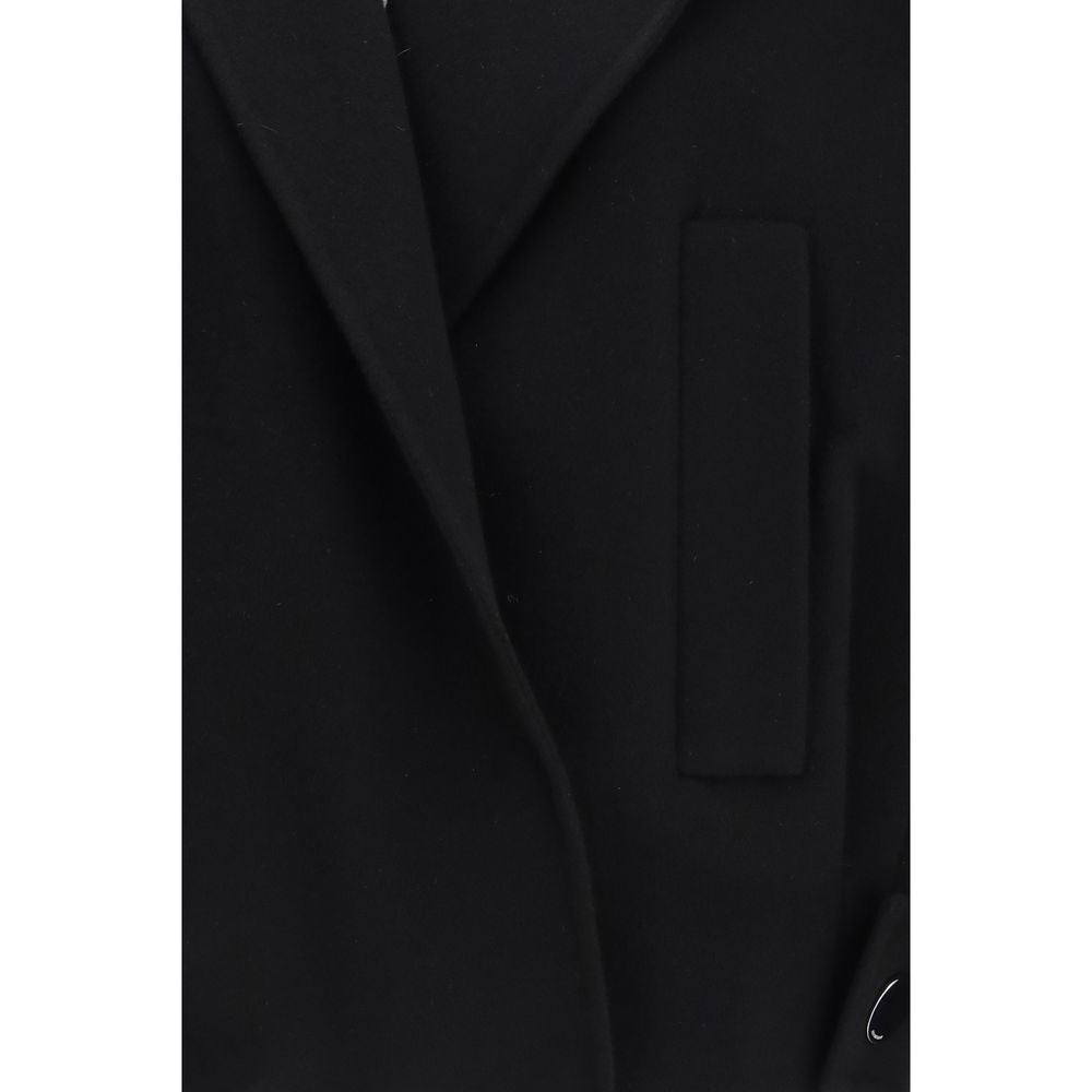 Schwarze Oves Aries Wolljacke in voller Länge
