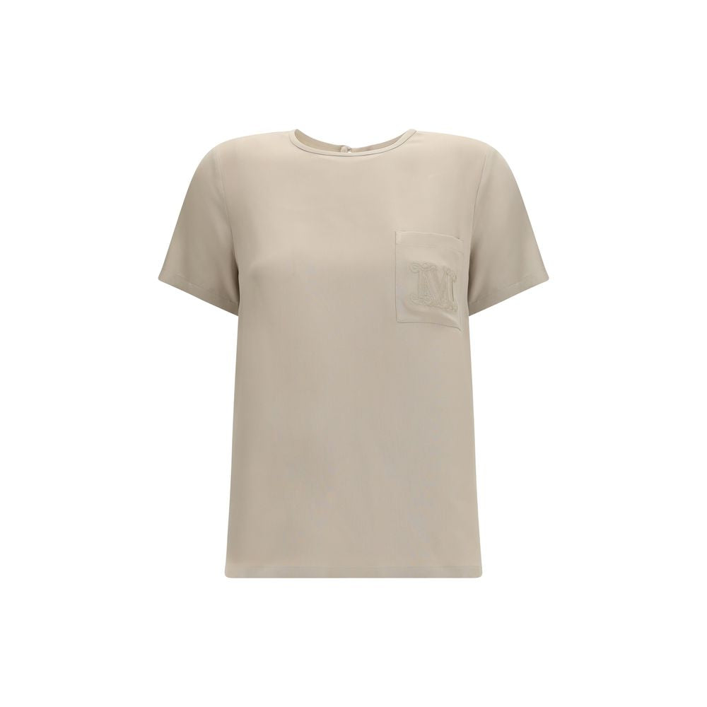 Beiges Seiden-T-Shirt