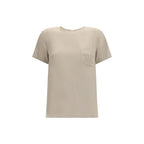 Beiges Seiden-T-Shirt
