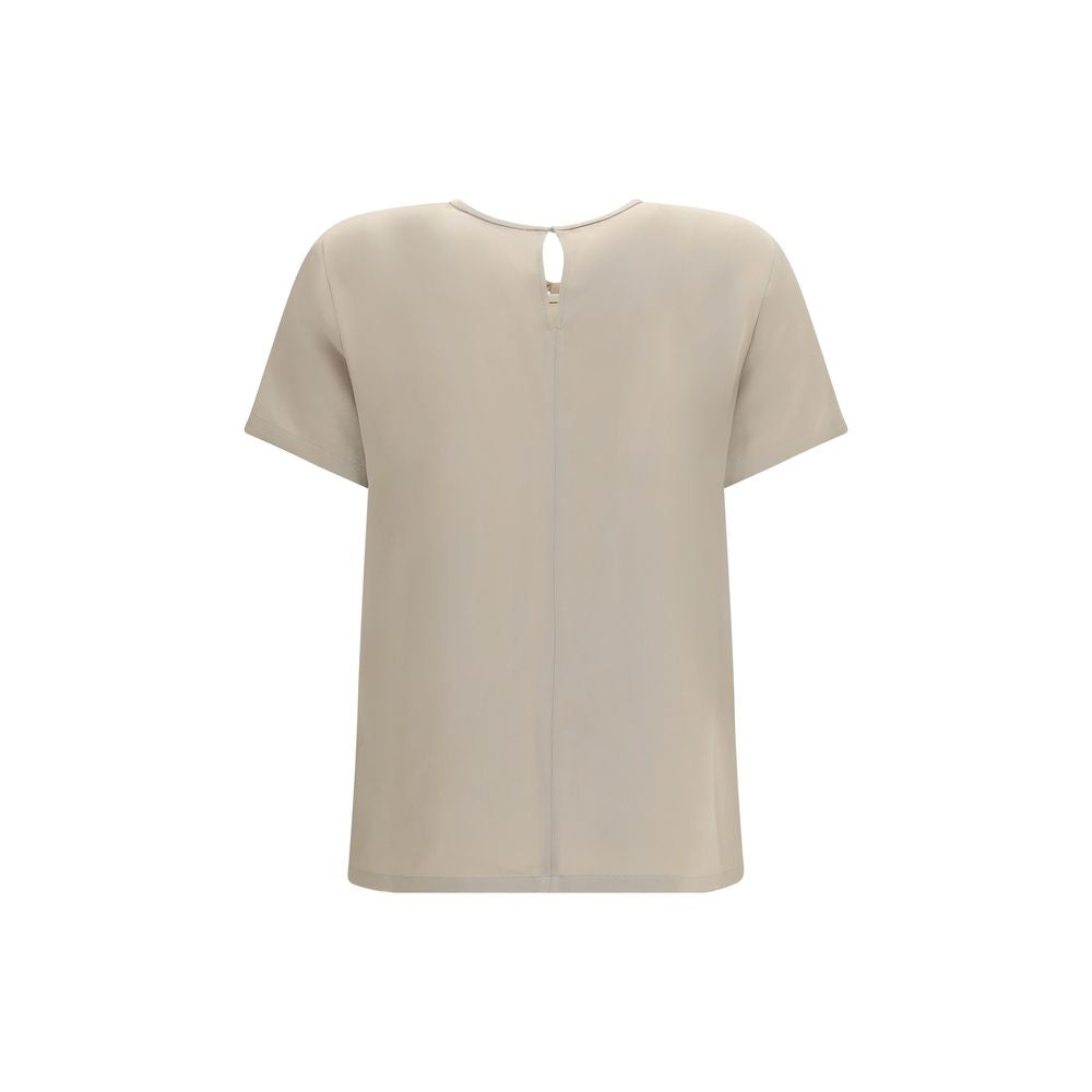 Beiges Seiden-T-Shirt