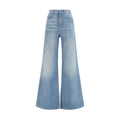 Blaue Baumwoll-Jeans mit ausgestelltem Bein