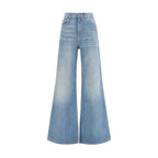 Blaue Baumwoll-Jeans mit ausgestelltem Bein