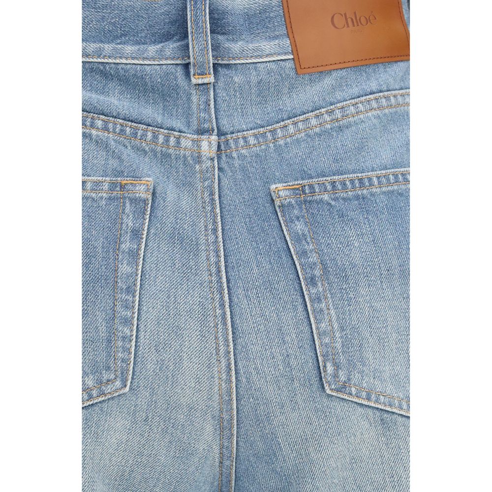 Blaue Baumwoll-Jeans mit ausgestelltem Bein
