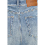 Blaue Baumwoll-Jeans mit ausgestelltem Bein