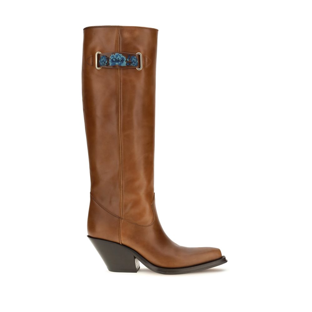 Braune Kalbsleder Bos Taurus Overknee-Stiefel