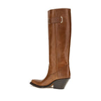 Braune Kalbsleder Bos Taurus Overknee-Stiefel