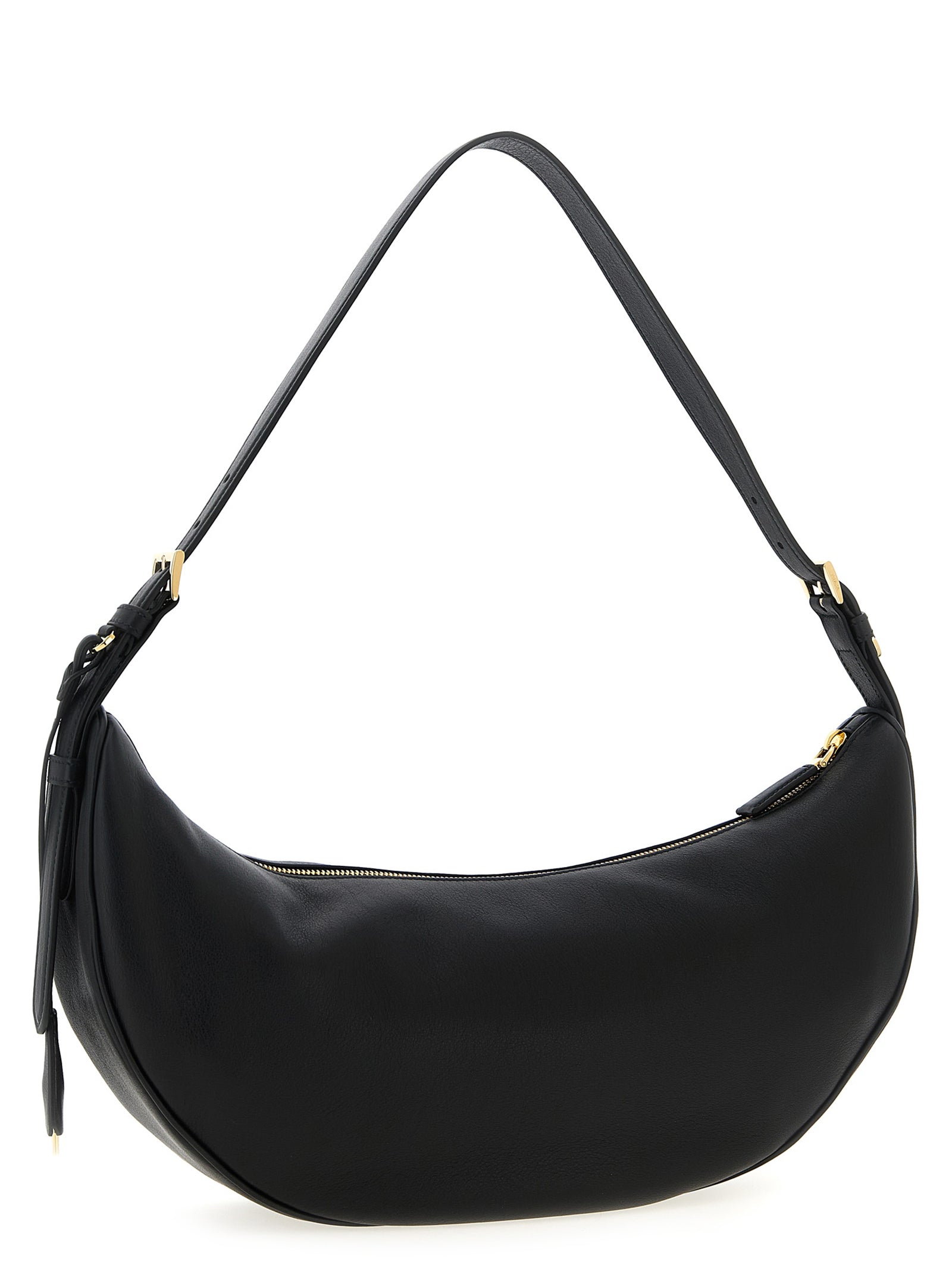 Schwarze Kalbsleder-Schultertasche