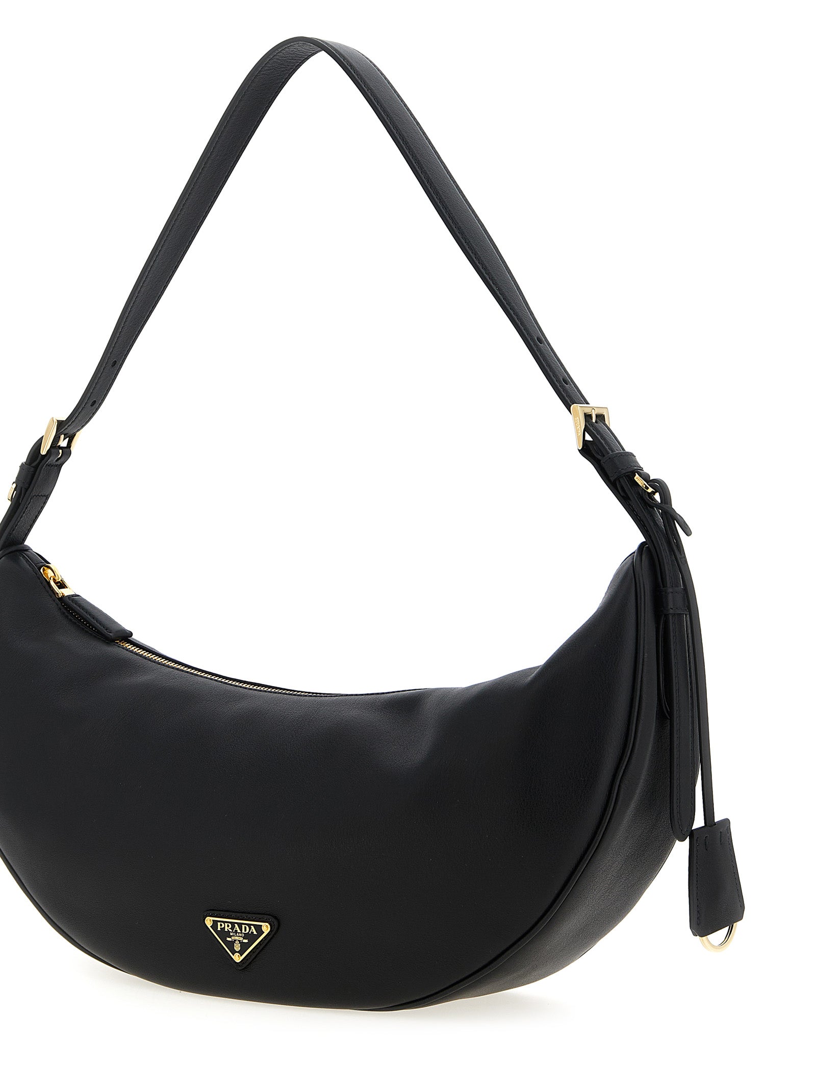 Schwarze Kalbsleder-Schultertasche