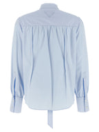 Blaue Baumwollbluse