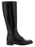Schwarzes Kalbsleder Over-the-Knee