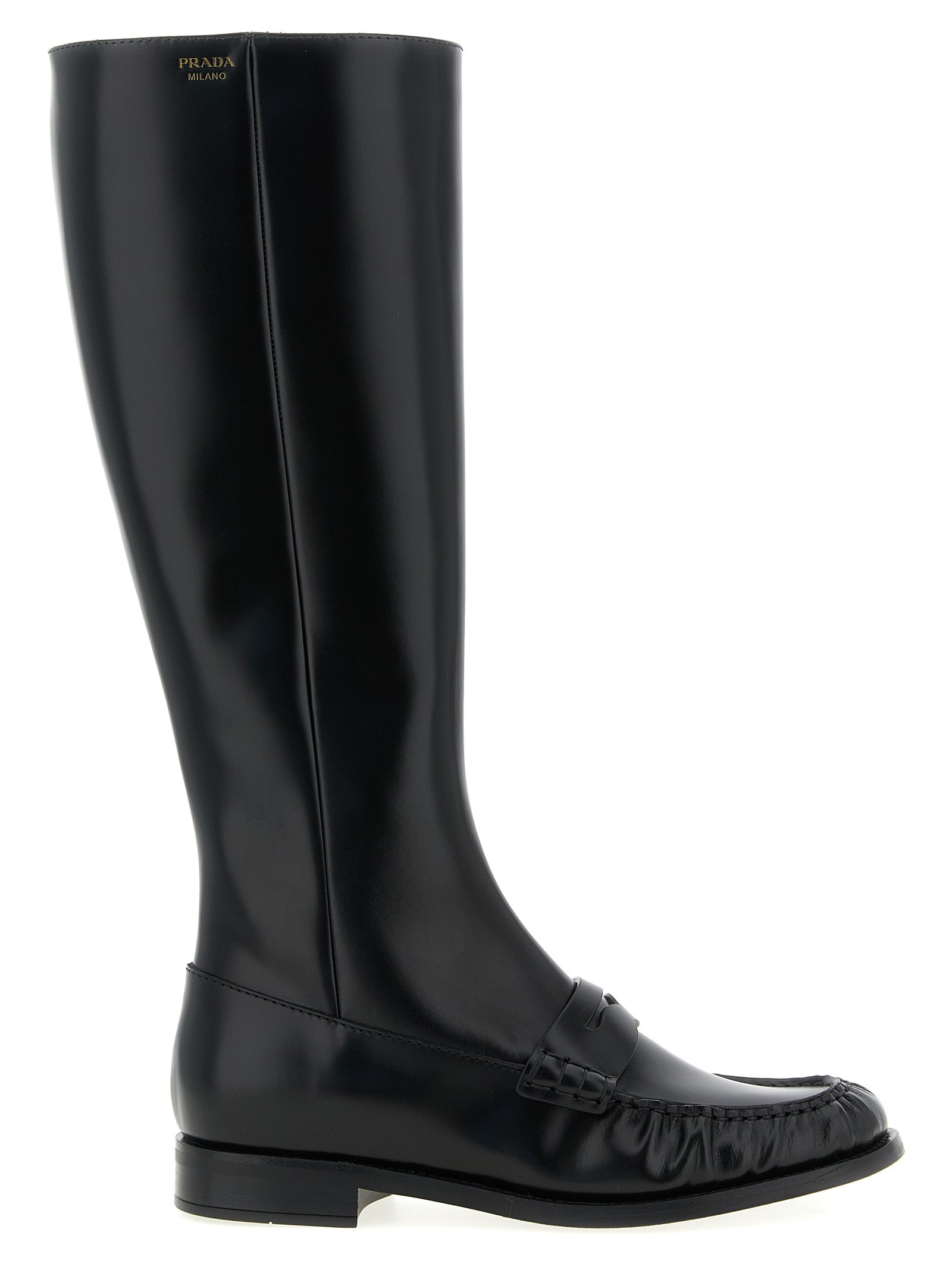 Schwarzes Kalbsleder Over-the-Knee