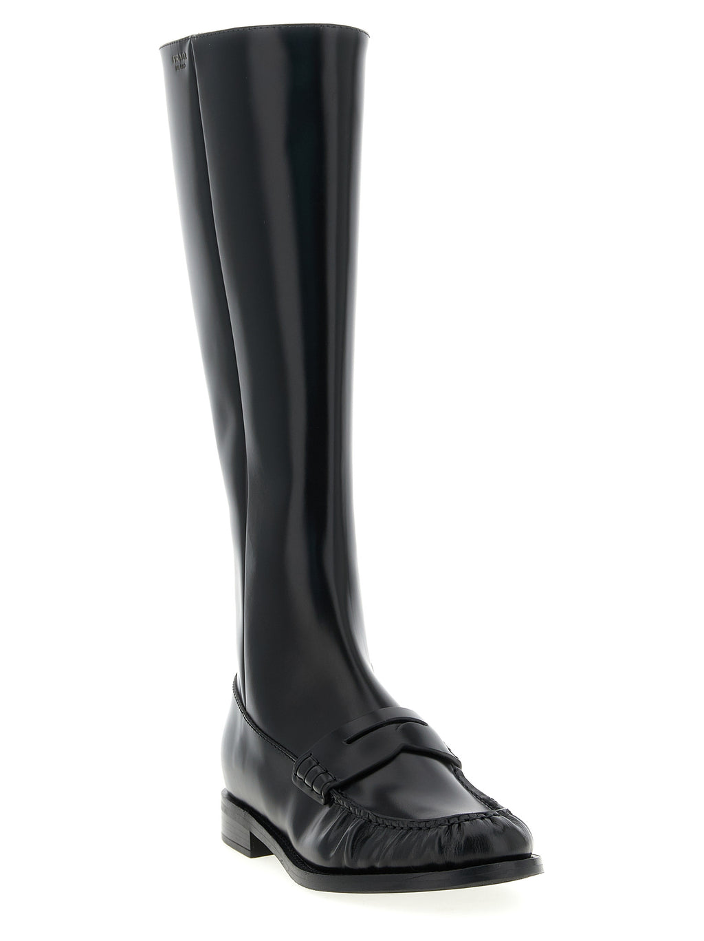Schwarzes Kalbsleder Over-the-Knee