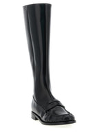 Schwarzes Kalbsleder Over-the-Knee