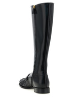 Schwarzes Kalbsleder Over-the-Knee