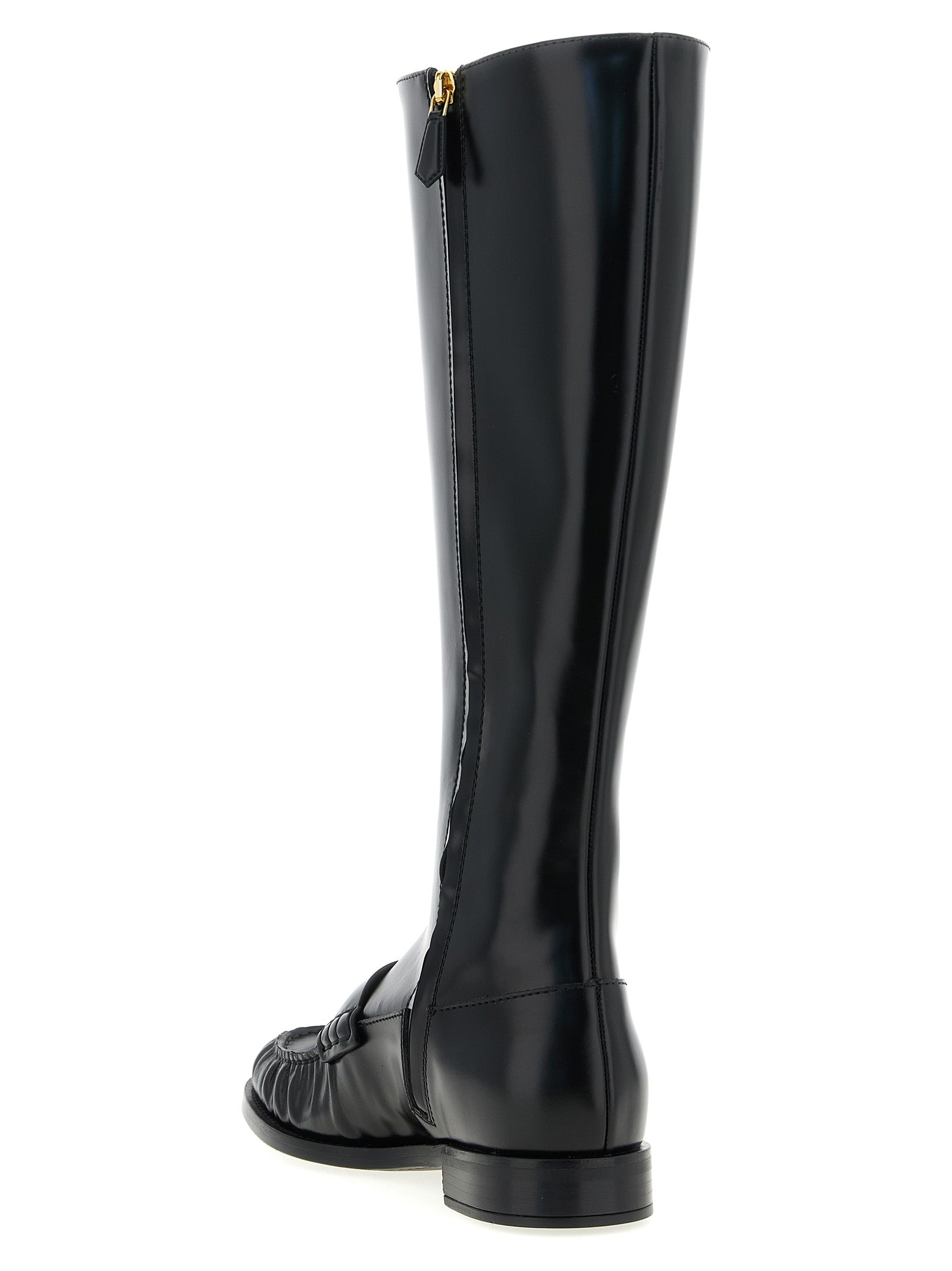 Schwarzes Kalbsleder Over-the-Knee