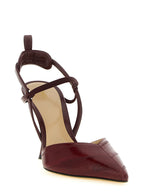 Plateau-Pumps aus bordeauxrotem Lammleder