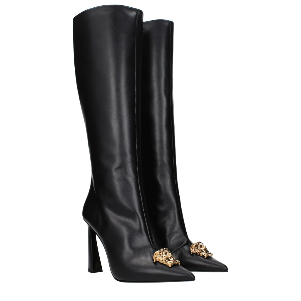 Schwarze Lederstiefel