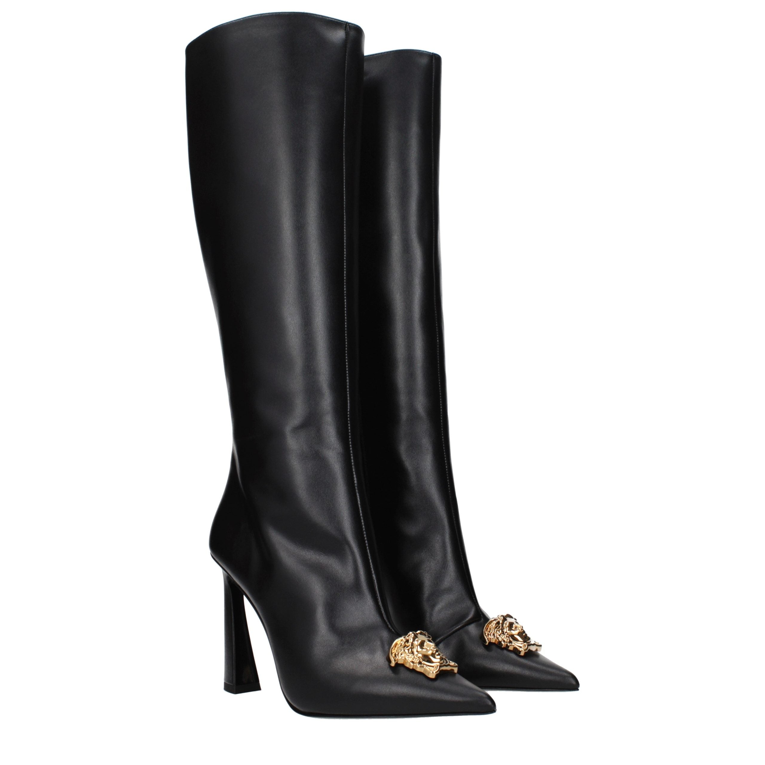 Schwarze Lederstiefel