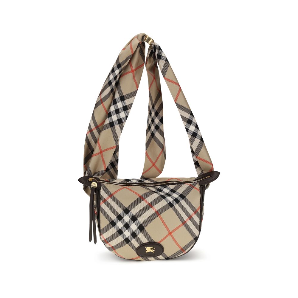 Beige Seiden-Schultertasche