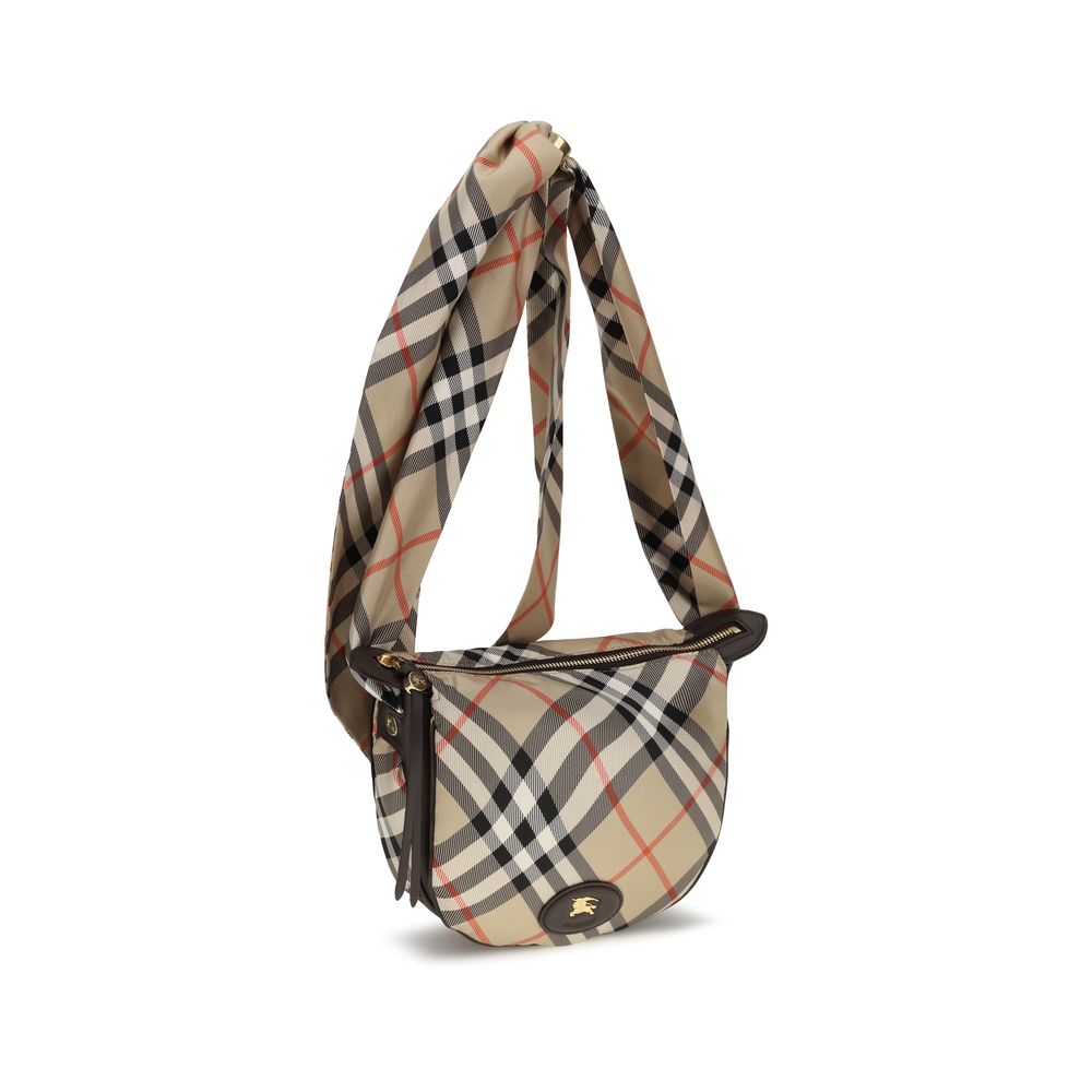 Beige Seiden-Schultertasche