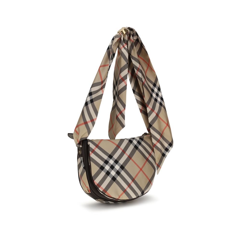 Beige Seiden-Schultertasche