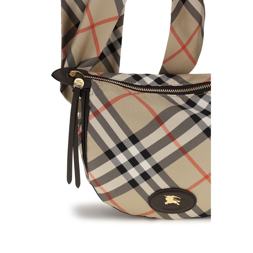 Beige Seiden-Schultertasche