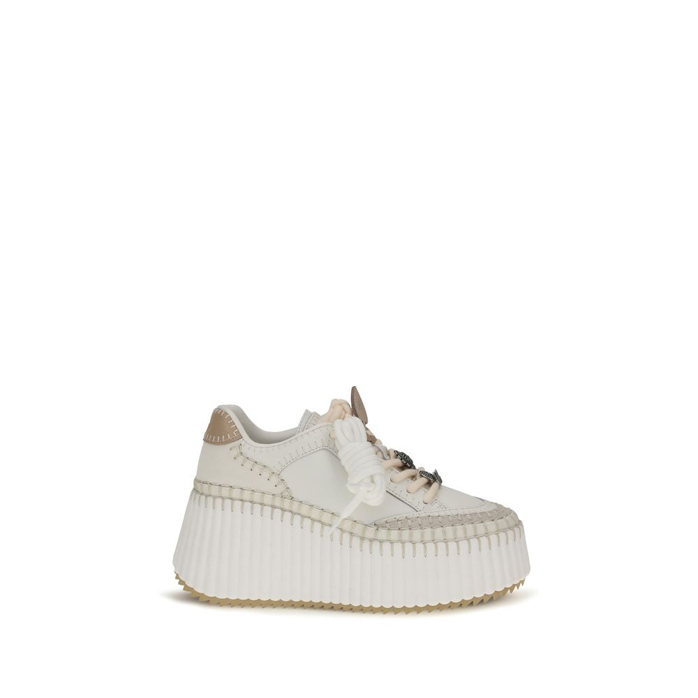 Weiße Bos Taurus Kalbsleder Plateau-Sneaker
