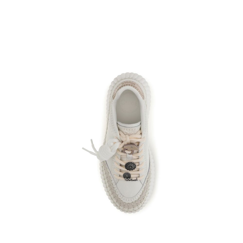 Weiße Bos Taurus Kalbsleder Plateau-Sneaker