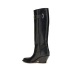 Schwarze Kalbsleder Bos Taurus Overknee-Stiefel