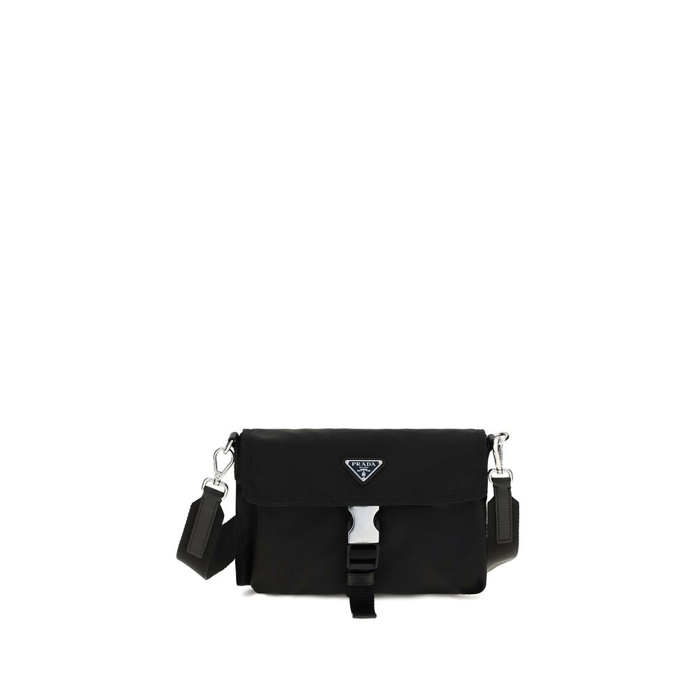 Schwarze Schultertasche aus recyceltem Polyamid