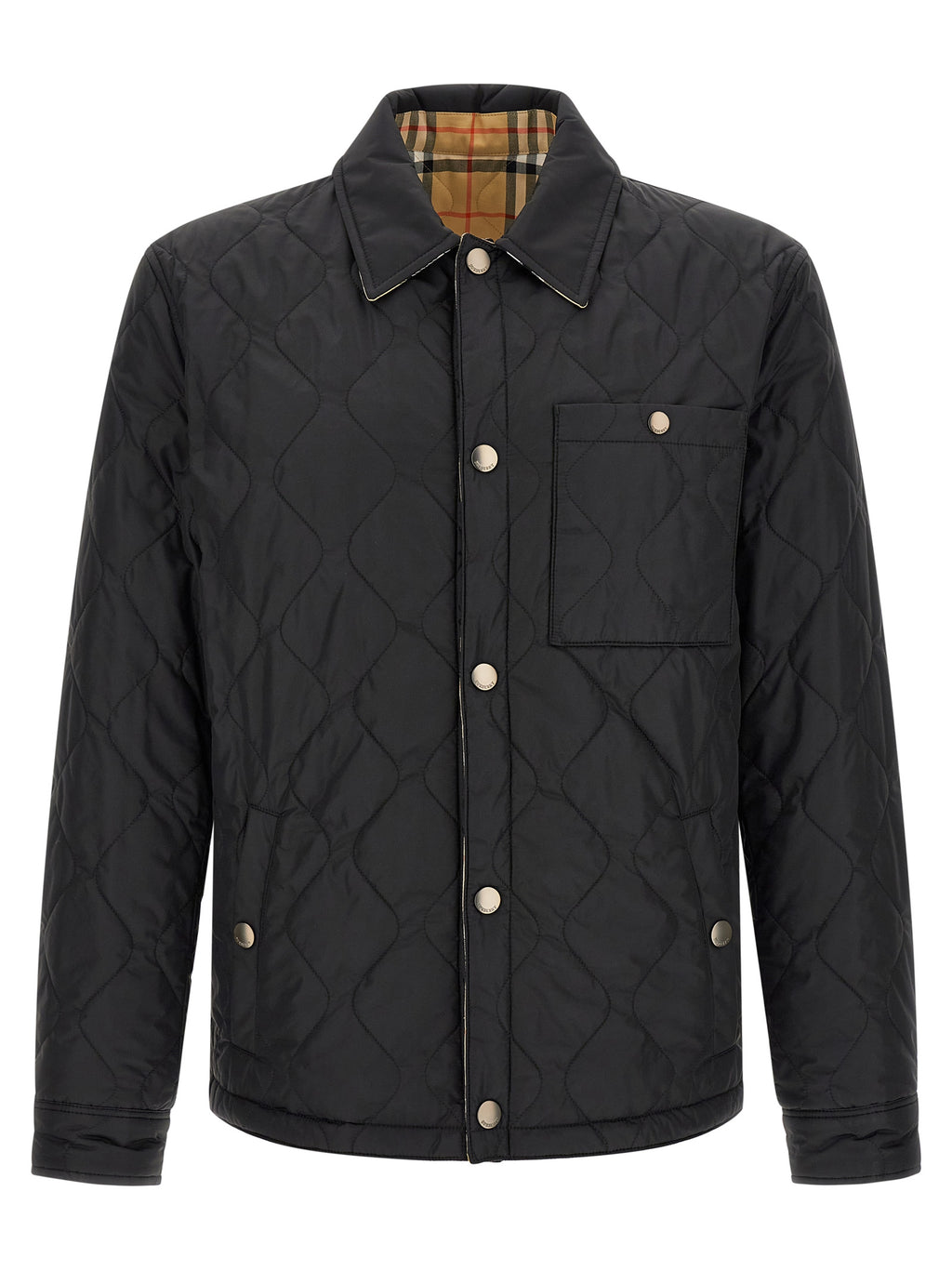 Schwarze Polyamid-Jacke in voller Länge