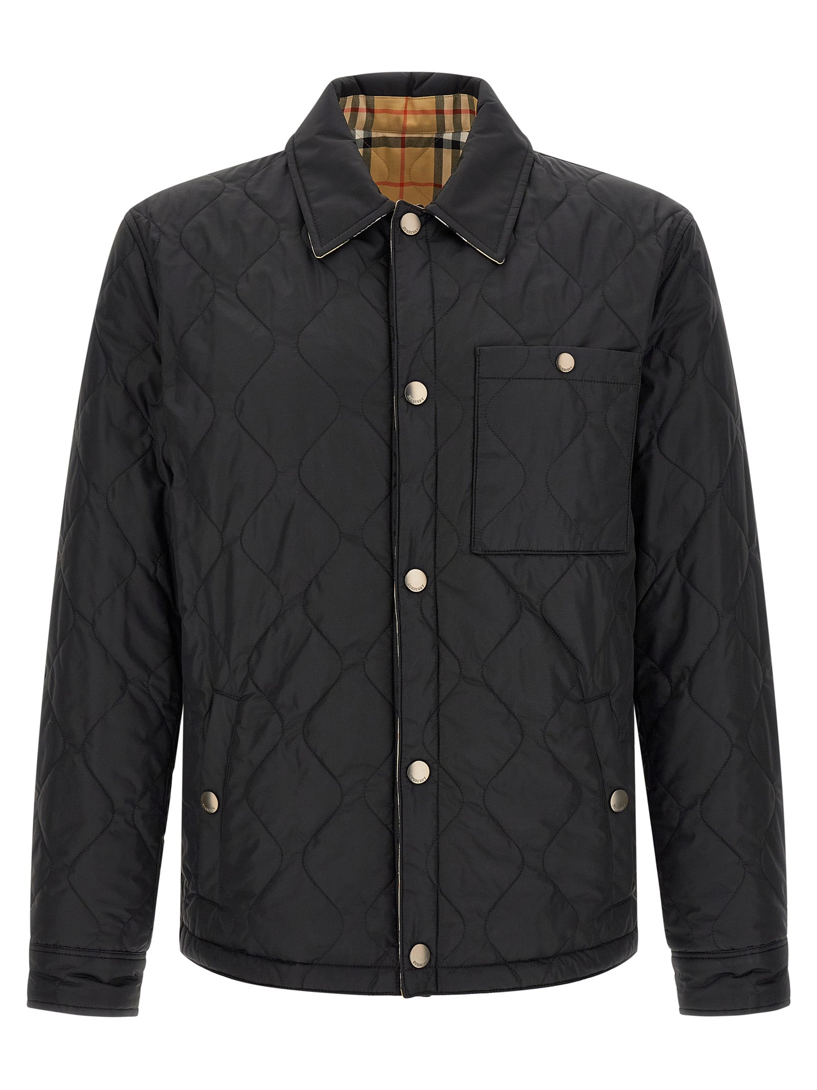 Schwarze Polyamid-Jacke in voller Länge