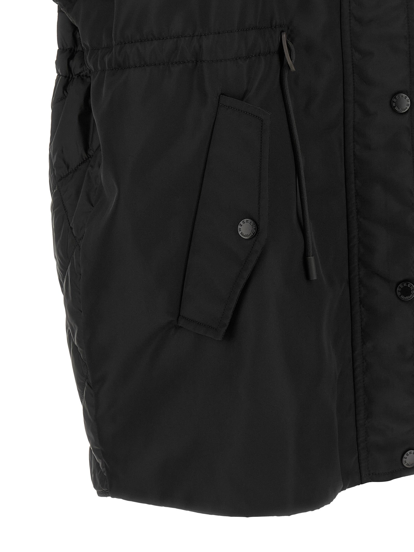 Schwarze ärmellose Jacke aus Polyamid