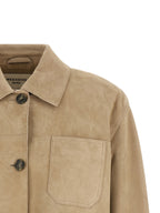 Beige Lammleder Lederjacke