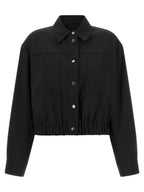 Schwarze Wolljacke in voller Länge