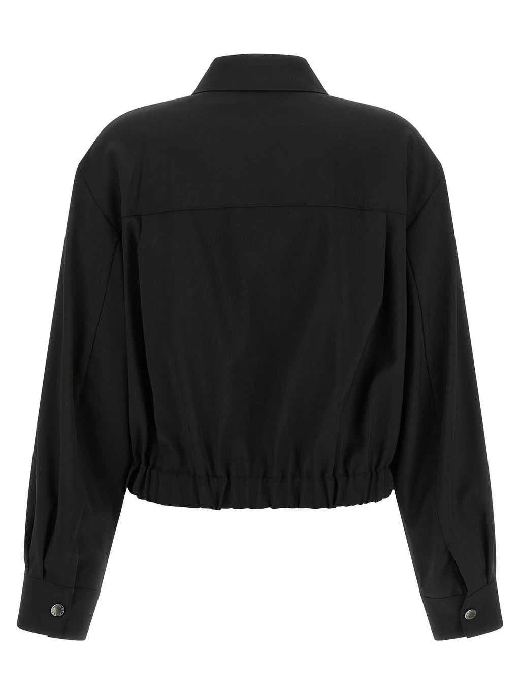 Schwarze Wolljacke in voller Länge