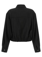 Schwarze Wolljacke in voller Länge