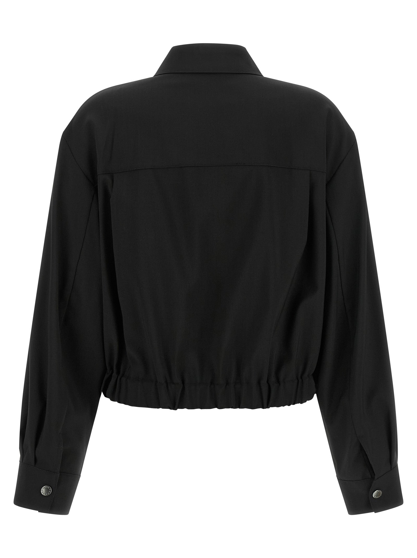 Schwarze Wolljacke in voller Länge