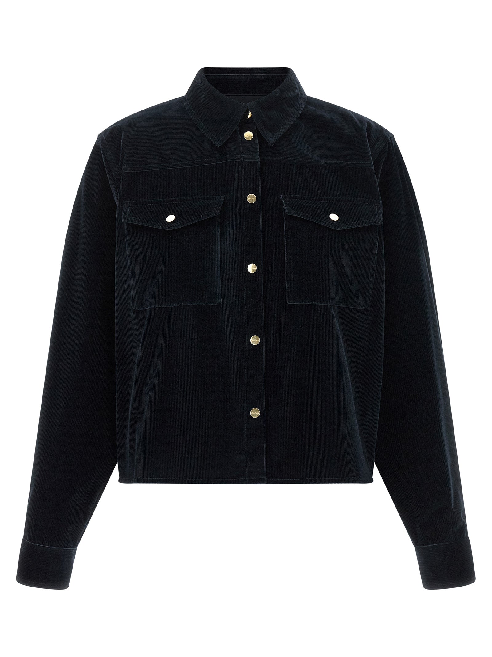 Blaue Baumwolljacke in voller Länge