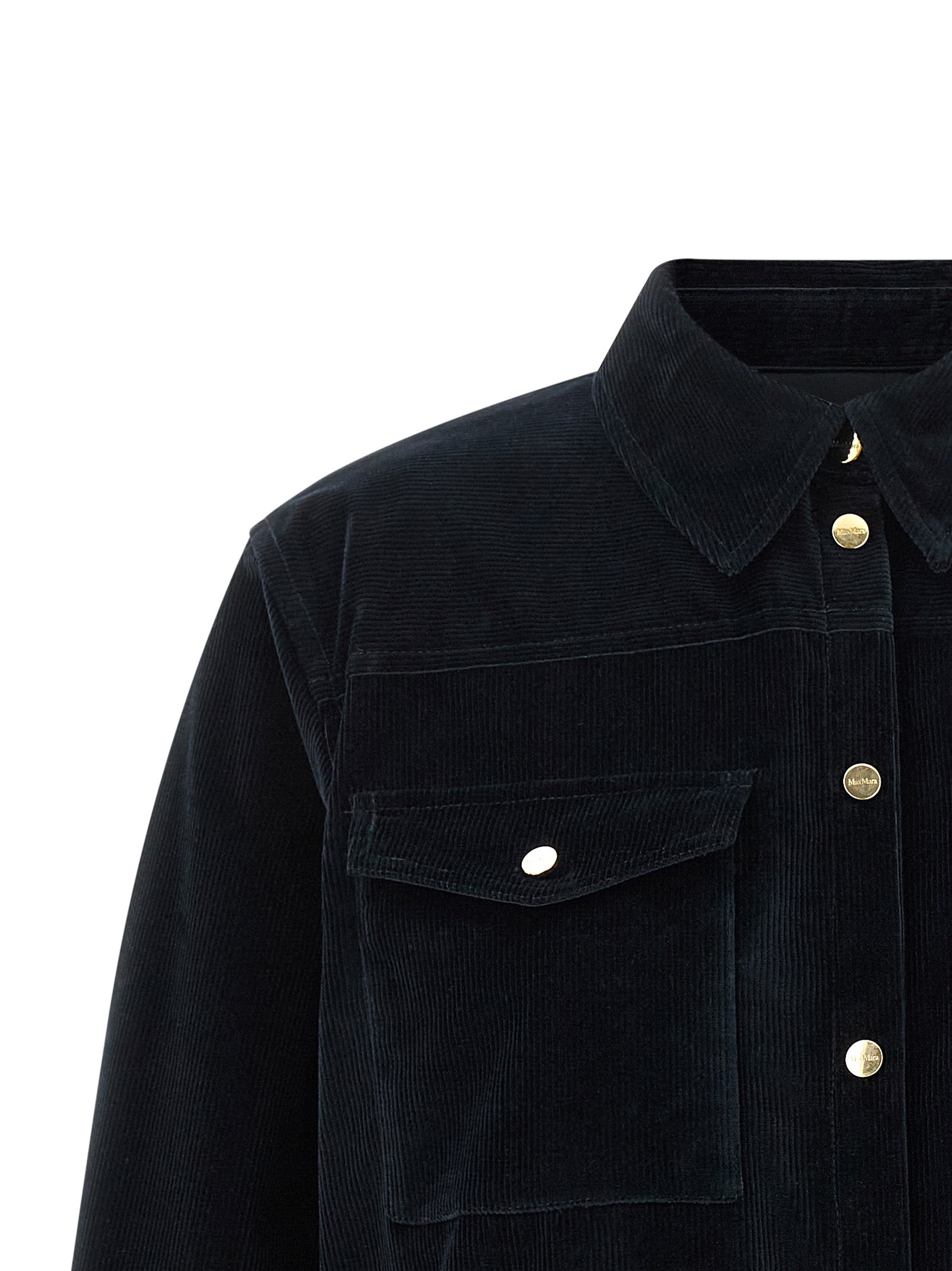 Blaue Baumwolljacke in voller Länge