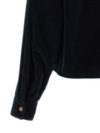 Blaue Baumwolljacke in voller Länge