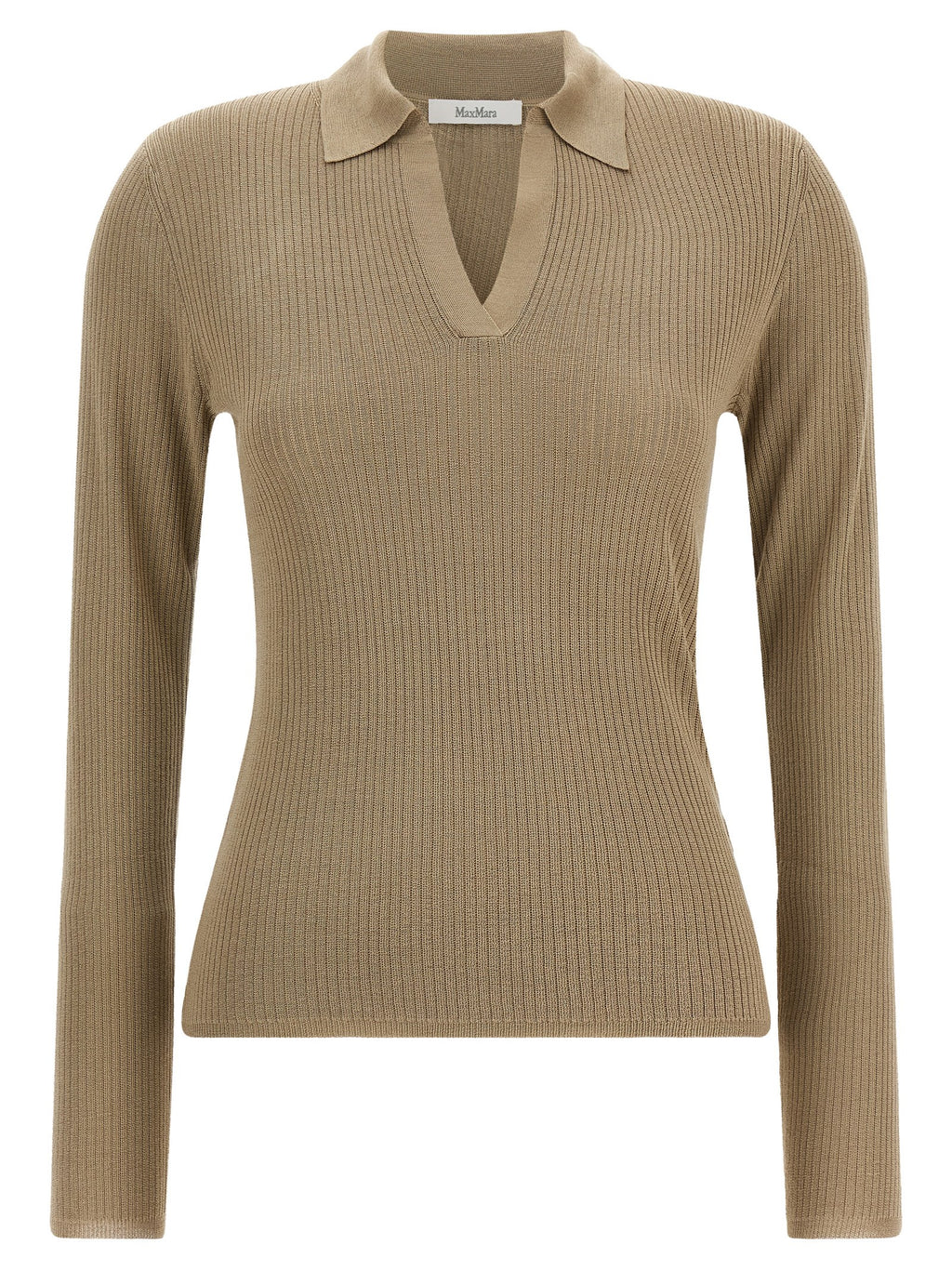 Beige Seidenstrickjacke