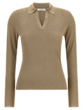 Beige Seidenstrickjacke