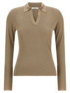 Beige Seidenstrickjacke