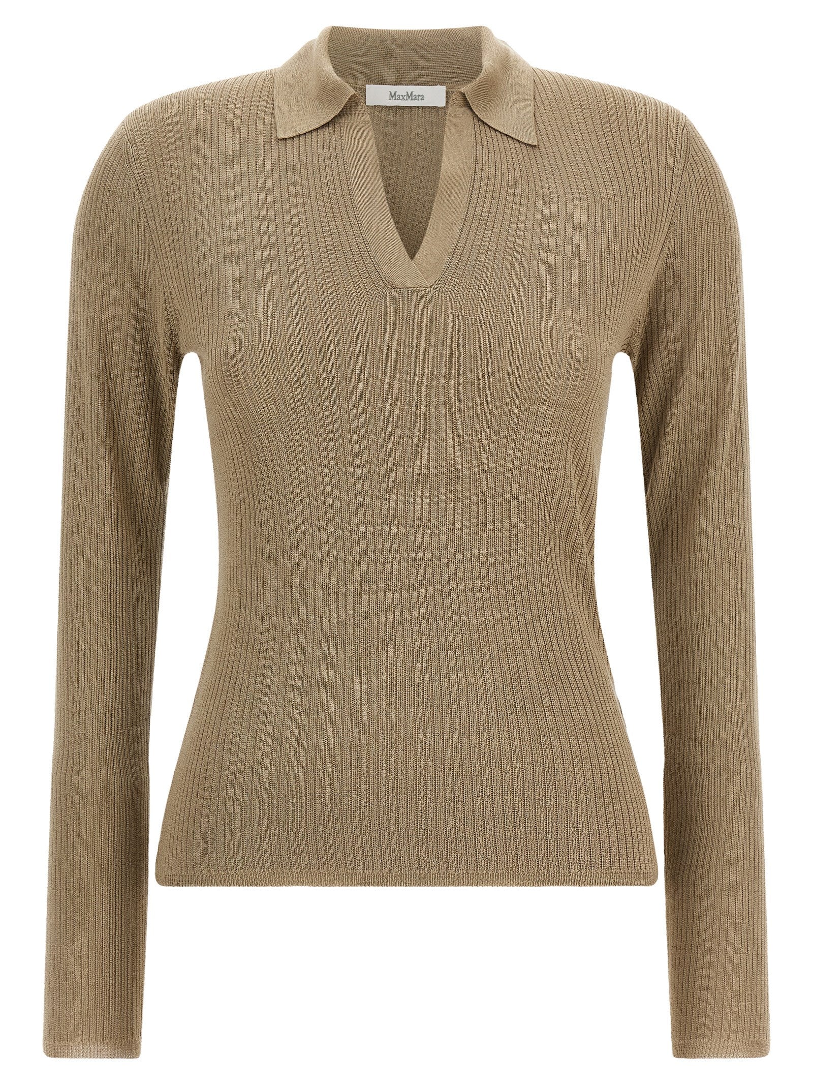 Beige Seidenstrickjacke
