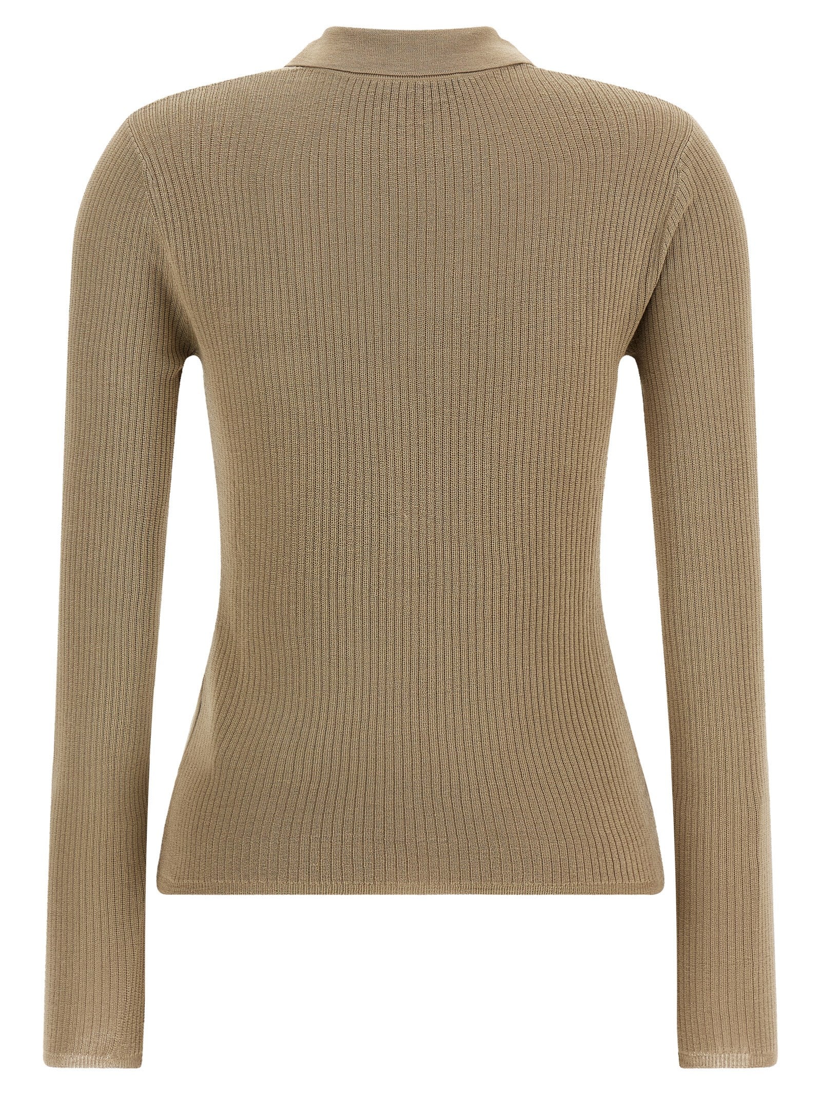 Beige Seidenstrickjacke