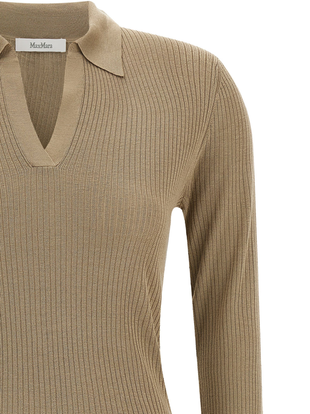 Beige Seidenstrickjacke