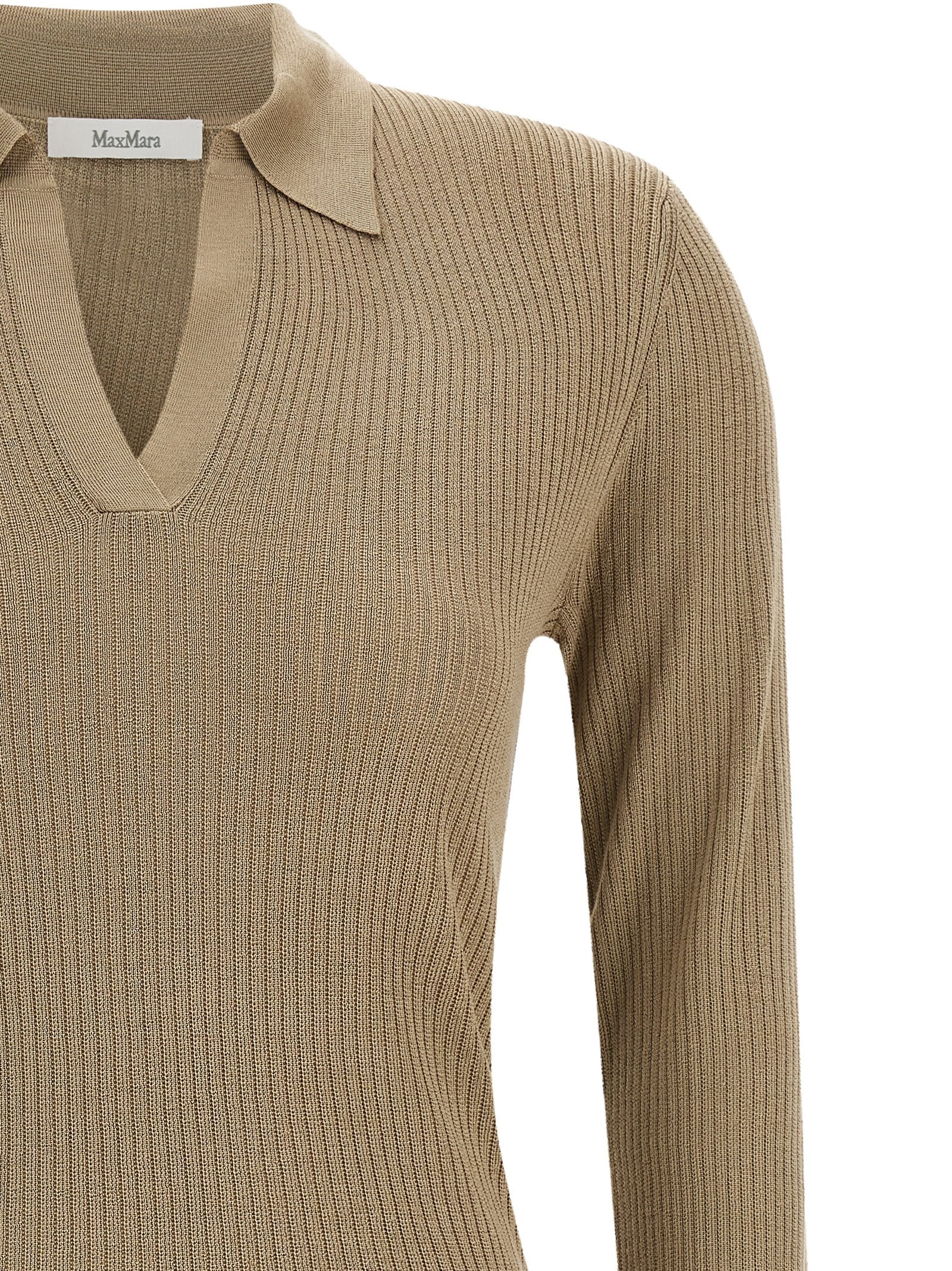 Beige Seidenstrickjacke